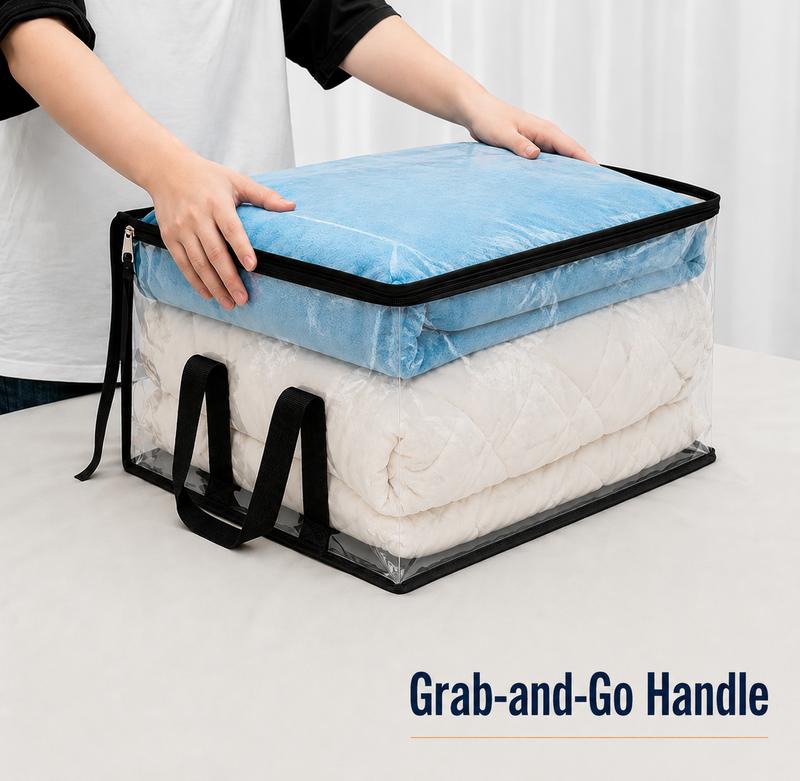 Clear PVC Storage Bags with Zipper, Waterproof Foldable Organizer for Clothes, Toys, and Household Items-TTT