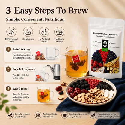 ✅🏆 Natural Vitality Boost 🔥 Antioxidant-Packed Ginseng Mulberry Wolfberry Tea for Daily Energy & Stamina | Support Body Refresh, Endurance & Inner Confidence Naturally-XLB