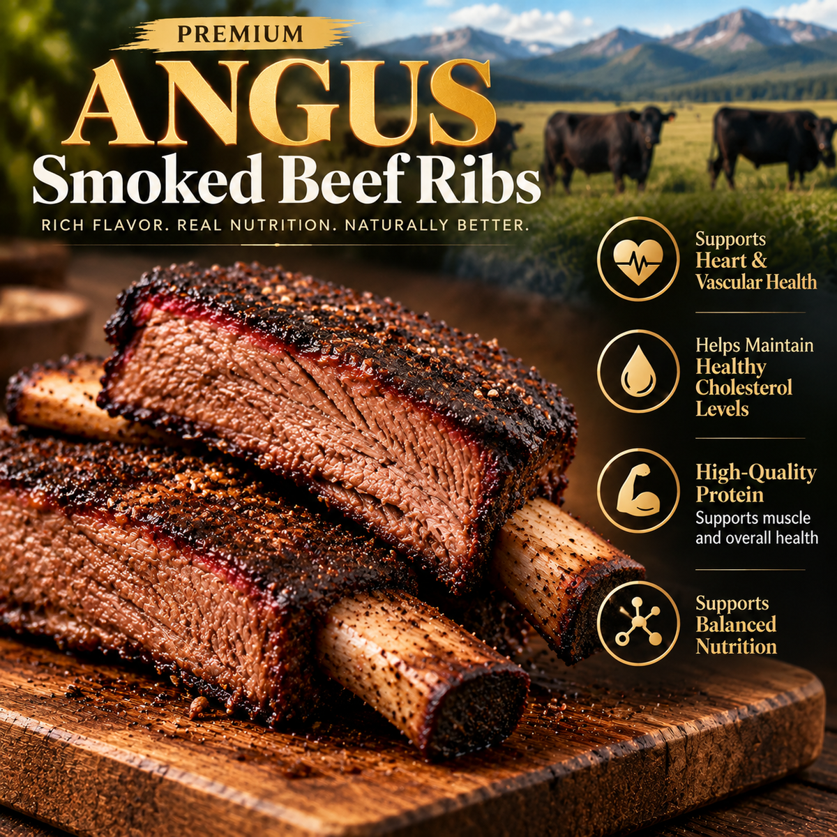 100% premium natural pasture grass-fed Angus beef ribs-Hotitem