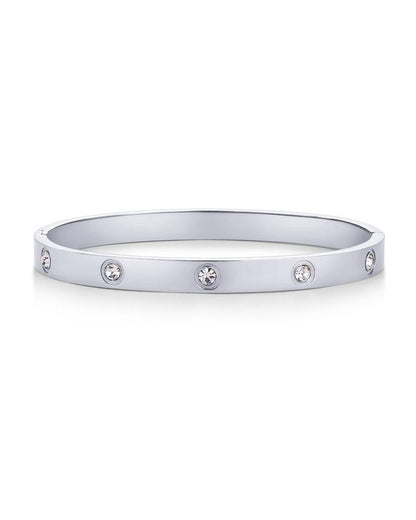 14K Gold Plated Crystal Bangle Bracelet, Waterproof Stainless Steel Cuff Bangle with Sparkling Stones-TTT