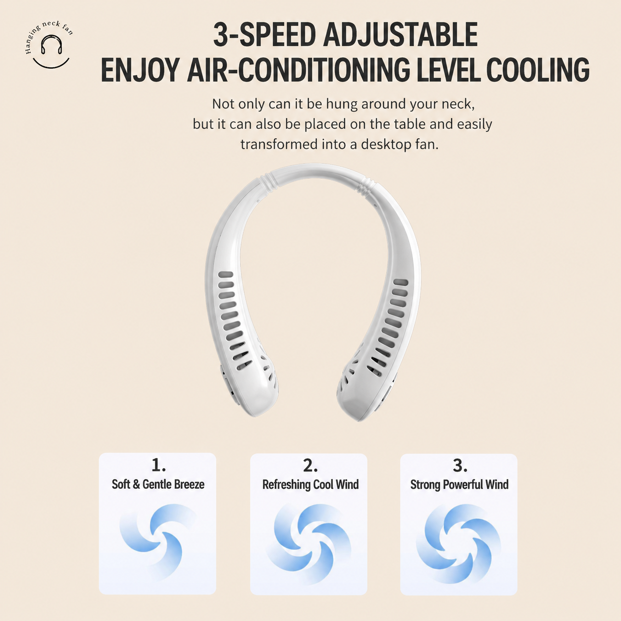 ❄️BreezeBud Bladeless Neck Fan | Hands-Free, No Hair-Tangle, USB Rechargeable Cooler for Summer Adventures & Everyday Life-WBJ