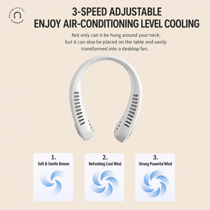 ❄️BreezeBud Bladeless Neck Fan | Hands-Free, No Hair-Tangle, USB Rechargeable Cooler for Summer Adventures & Everyday Life-WBJ