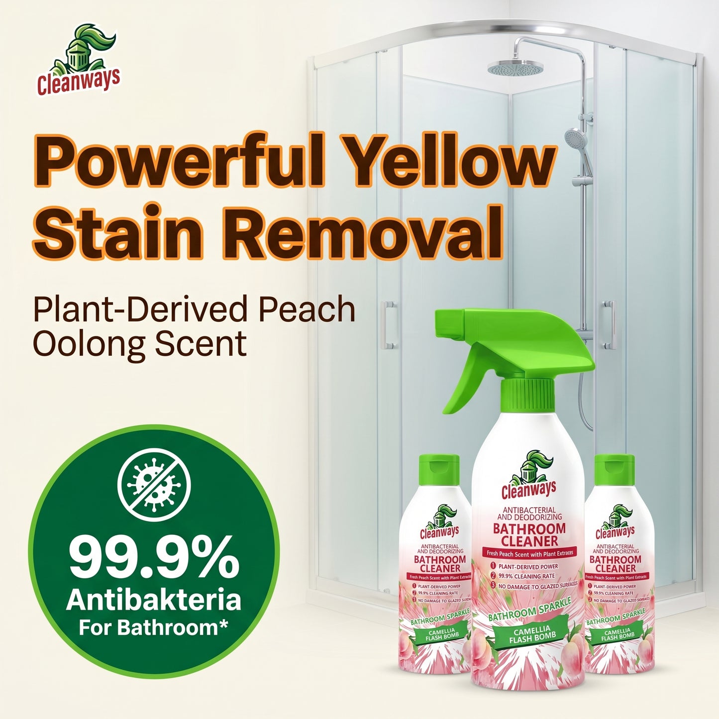 🧼Powerful Grime Removal & Deodorizer with Refreshing Peach Oolong Scent🦠-XXS