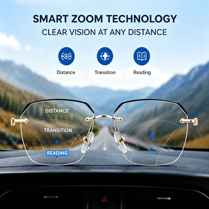 👓 Smart Zoom Reading Glasses | Progressive Multi-Focus, Blue Light Blocking, Anti-Fatigue-LT
