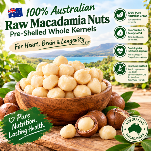 100% Australian Raw Macadamia Nuts – Pre-Shelled Whole Kernels for Heart & Brain Health LGZ