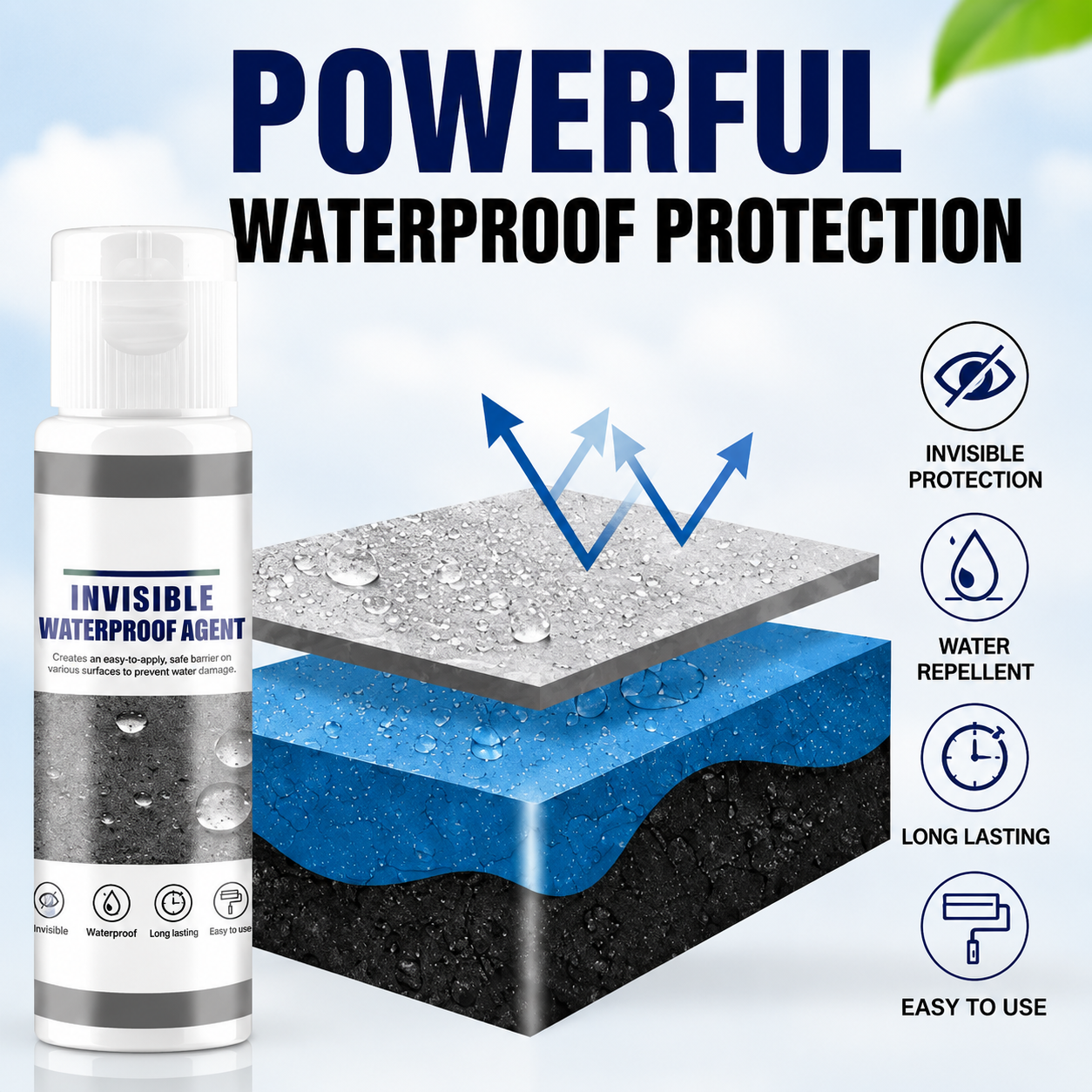 💧 New Gen Invisible Waterproof Agent Spray | Nano Tech Leak Sealant for Roof, Wall & Tile | Clear, Long-Lasting Anti-Leak Protection| No Trace, No Damage-LT