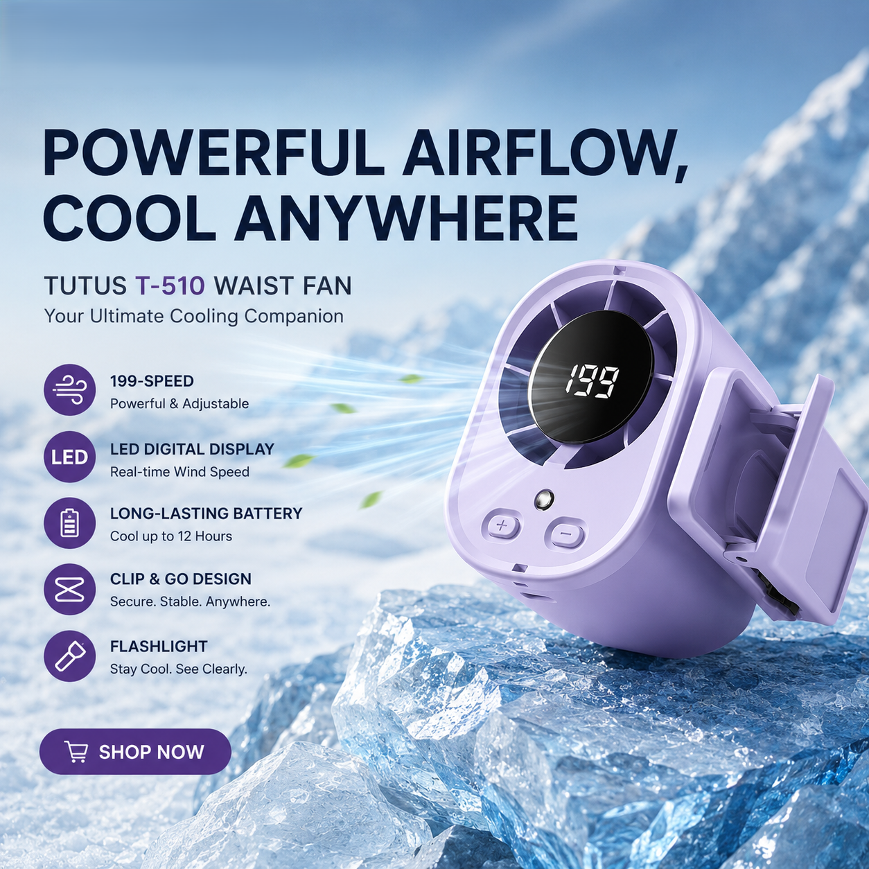 ❄️Stay Cool Anywhere! 🍃Clip‑On Car Fan – 199‑Speed Stepless Adjustment, 360° Rotation, Rechargeable Personal Fan for Car, Desk, Outdoor & More-AUX