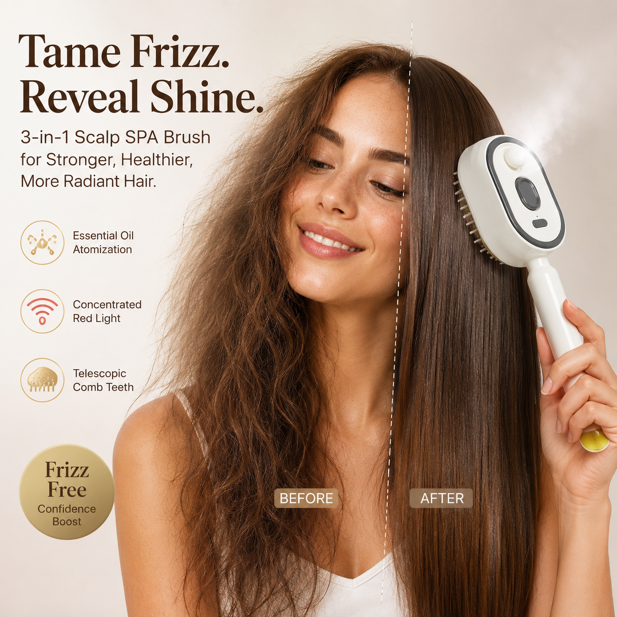 ✨ Electric Spray Air Cushion Massage Comb 🧹 Self-cleaning & Anti-tangle | 💧 Essential Oil Mist Hair Care ⚡ Anti-static Volumizing Aromatherapy Comb.-AUX