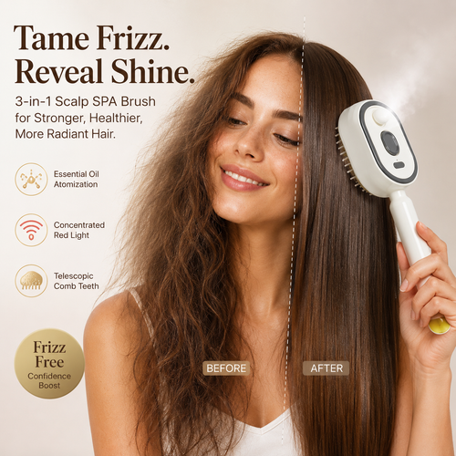 ✨ Electric Spray Air Cushion Massage Comb 🧹 Self-cleaning & Anti-tangle | 💧 Essential Oil Mist Hair Care ⚡ Anti-static Volumizing Aromatherapy Comb.-AUX