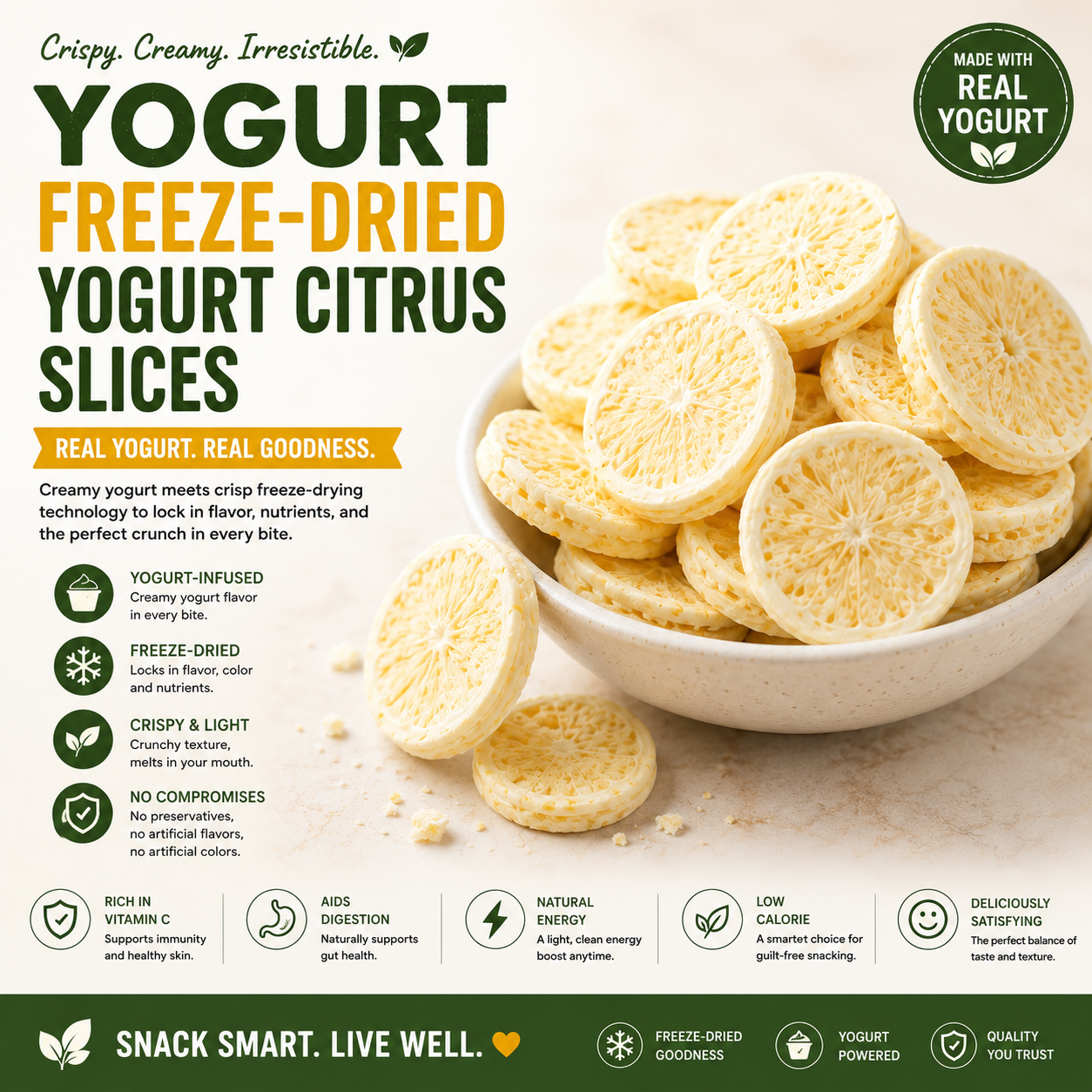 Yogurt Freeze-Dried Citrus Slices Crispy. Creamy. Naturally Delicious-SUY