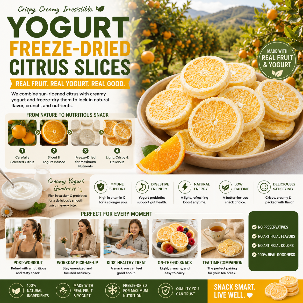 Yogurt Freeze-Dried Citrus Slices Crispy. Creamy. Naturally Delicious-SUY
