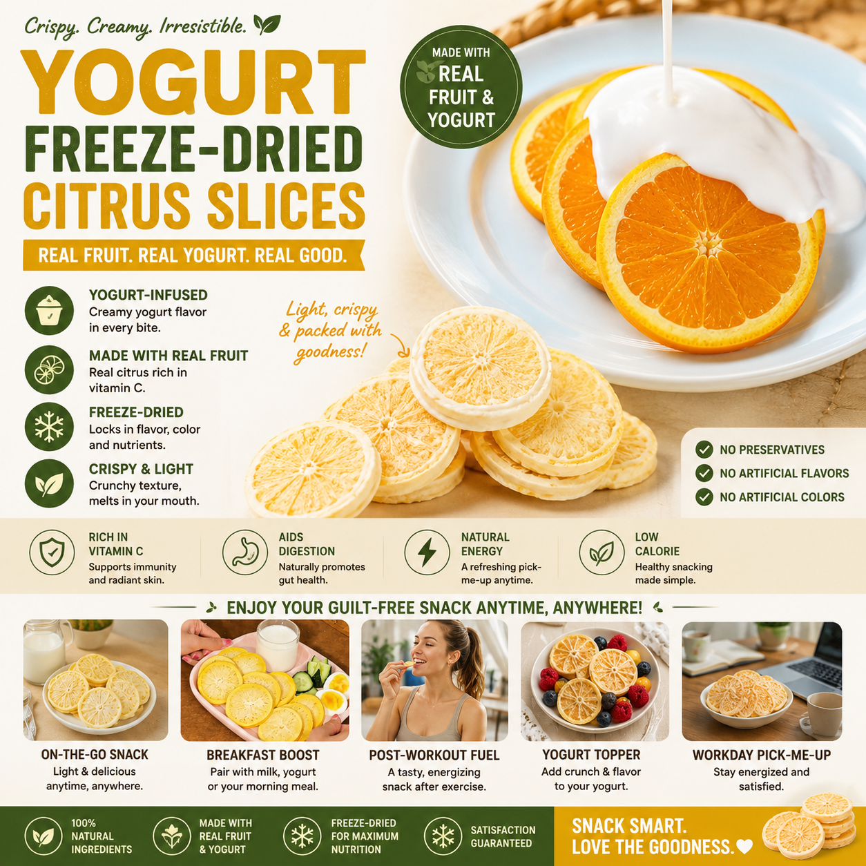 Yogurt Freeze-Dried Citrus Slices Crispy. Creamy. Naturally Delicious-SUY