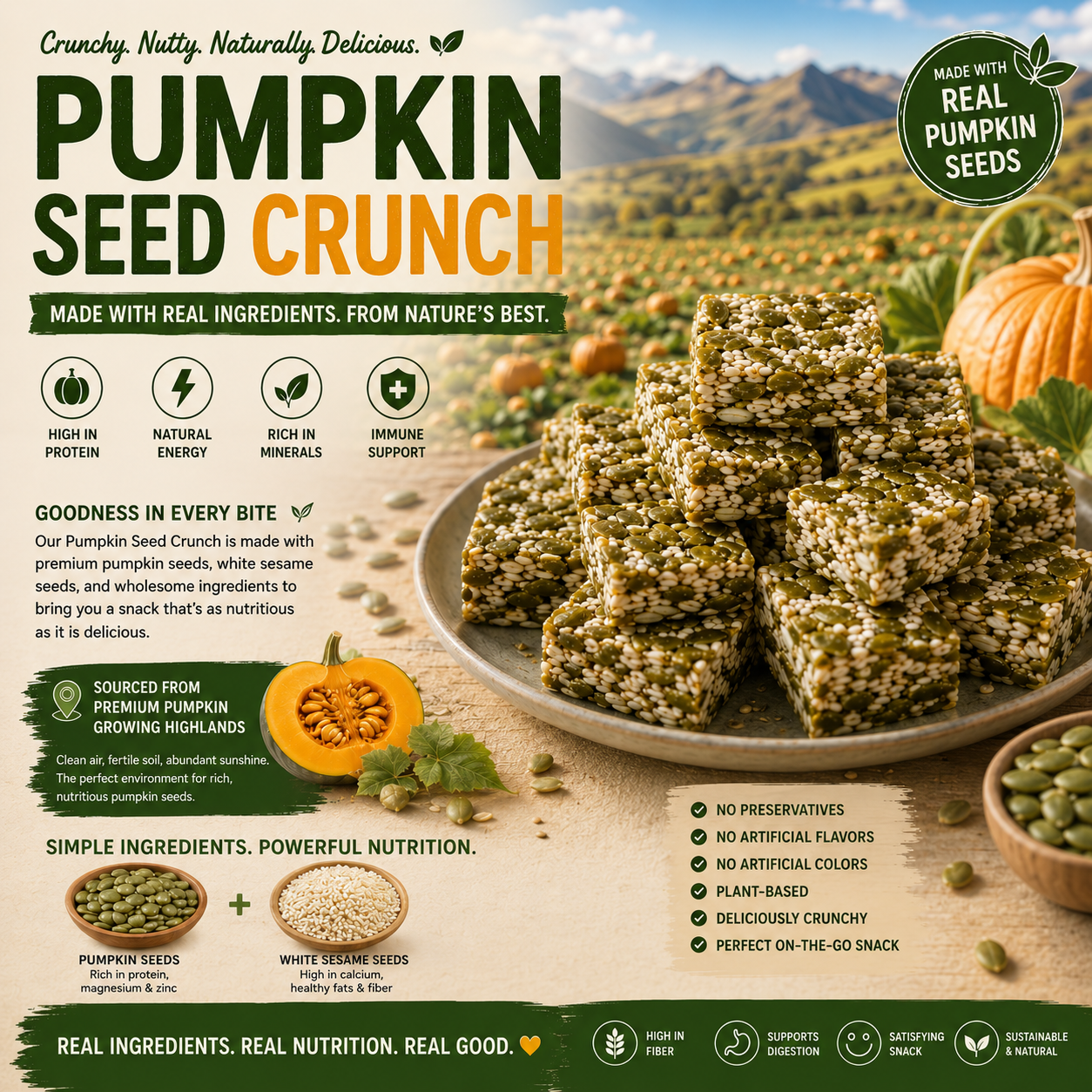 Premium Pumpkin Seed Brittle | High-Protein Crunch Snack-SUY