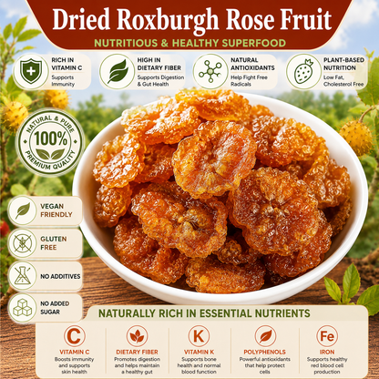 Dried Roxburgh Rose | Natural High Vitamin C Snack for Healthy Weight Management, No Additives, Sun Dried Superfruit-LT