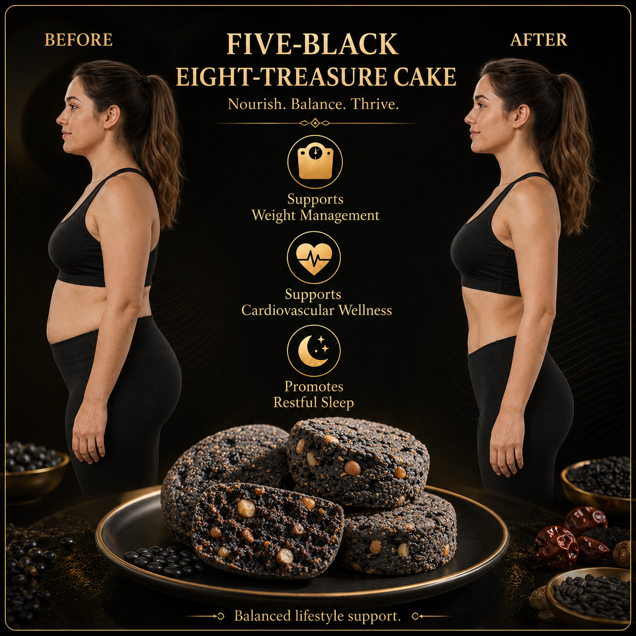 Five Black Eight Treasures Cake | Support Heart & Vascular Health, Ease Insomnia & Manage Weight Naturally-ZRT