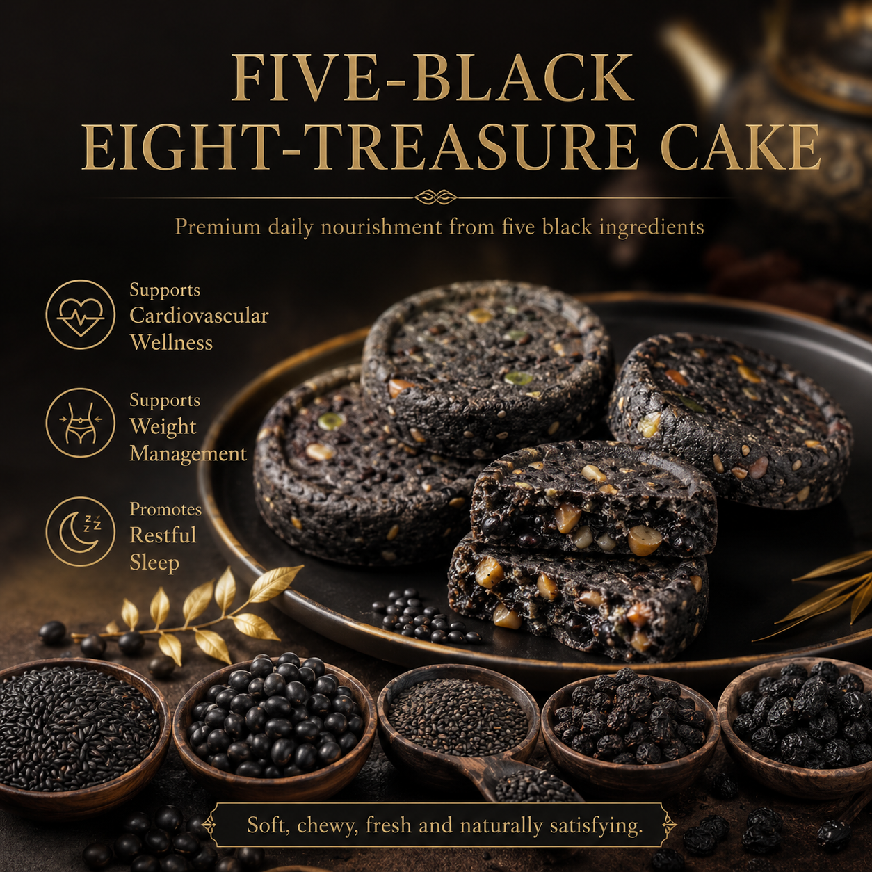 Five Black Eight Treasures Cake | Support Heart & Vascular Health, Ease Insomnia & Manage Weight Naturally-ZRT