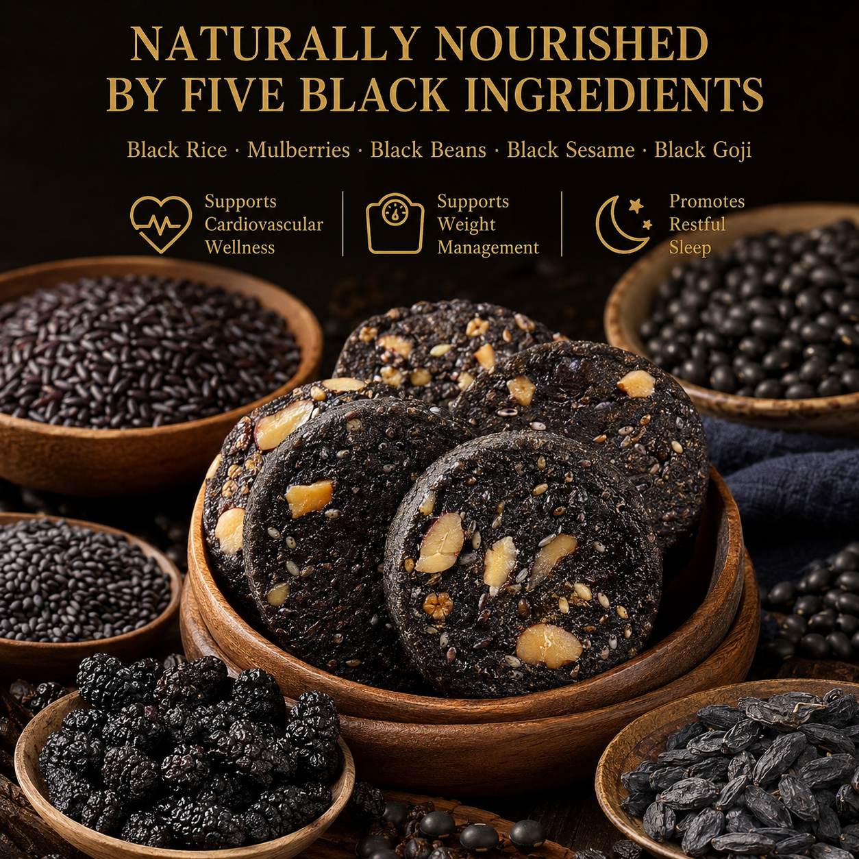 Five Black Eight Treasures Cake | Support Heart & Vascular Health, Ease Insomnia & Manage Weight Naturally-ZRT