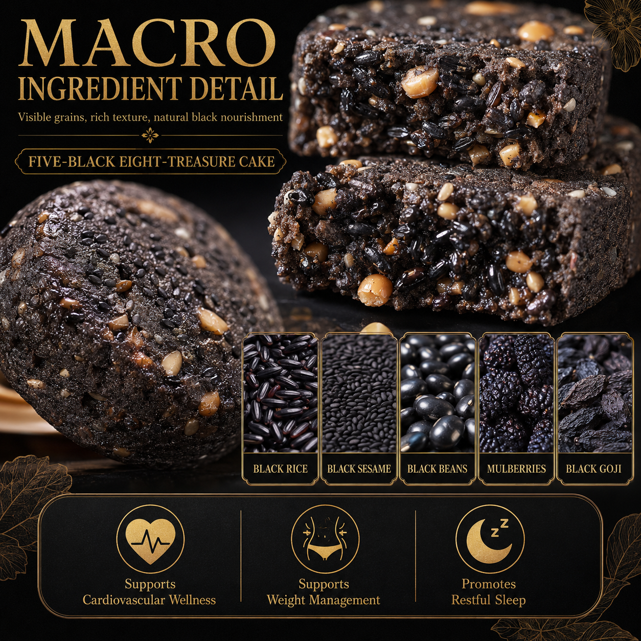 Five Black Eight Treasures Cake | Support Heart & Vascular Health, Ease Insomnia & Manage Weight Naturally-ZRT