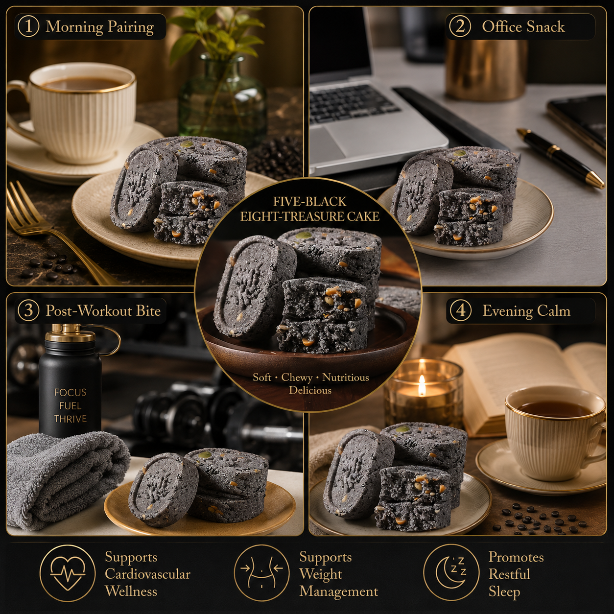 Five Black Eight Treasures Cake | Support Heart & Vascular Health, Ease Insomnia & Manage Weight Naturally-ZRT