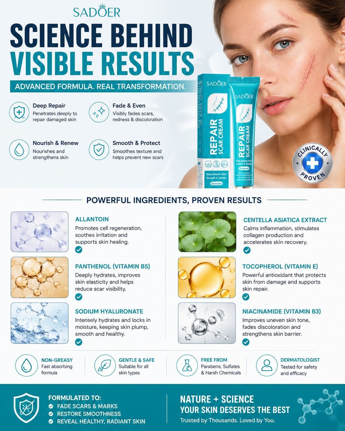 Advanced Scar Repair Cream  Fade Old & New Scars | Smooth & Restore Skin-SUY