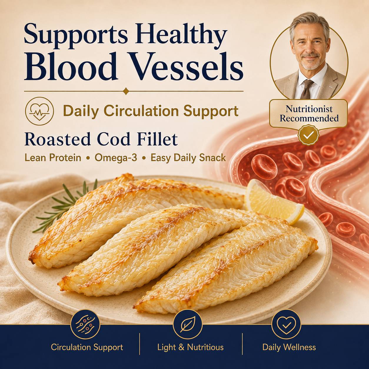 Roasted Cod Fillet for Heart & Cardiovascular Wellness-BFH