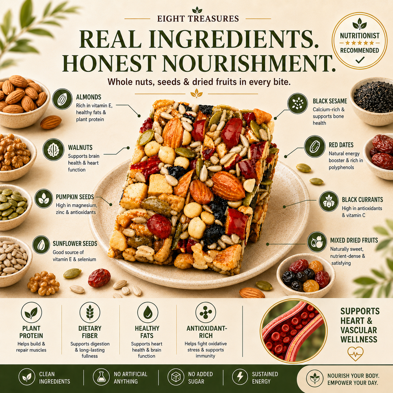 Premium Eight Treasures Nut Cake – Daily Nutrition for Heart & Vascular Wellness-HJY