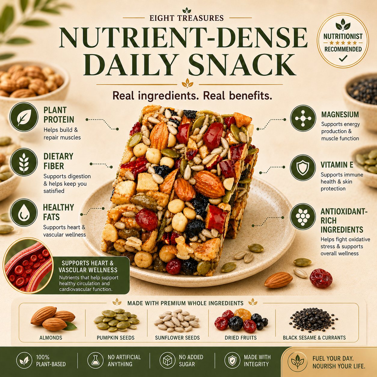 Premium Eight Treasures Nut Cake – Daily Nutrition for Heart & Vascular Wellness-HJY