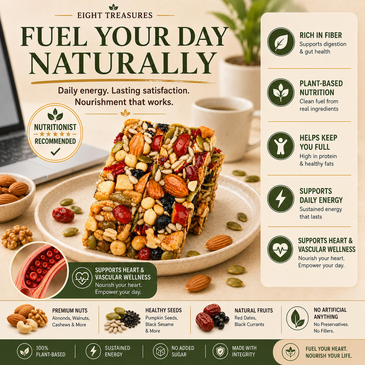 Premium Eight Treasures Nut Cake – Daily Nutrition for Heart & Vascular Wellness-HJY