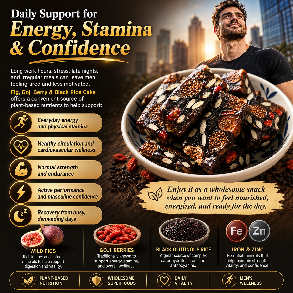 VigorBites™ Male Energy & Stamina Chews – Wild Fig, Goji Berry & Black Rice (30-Day Supply) LGZ