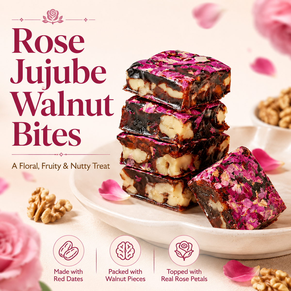 🌹Zero‑Add Steamed Rose Jujube‑Nut Bar⛰️ | All‑Natural High‑Altitude Healthy Snack✨-ZRT