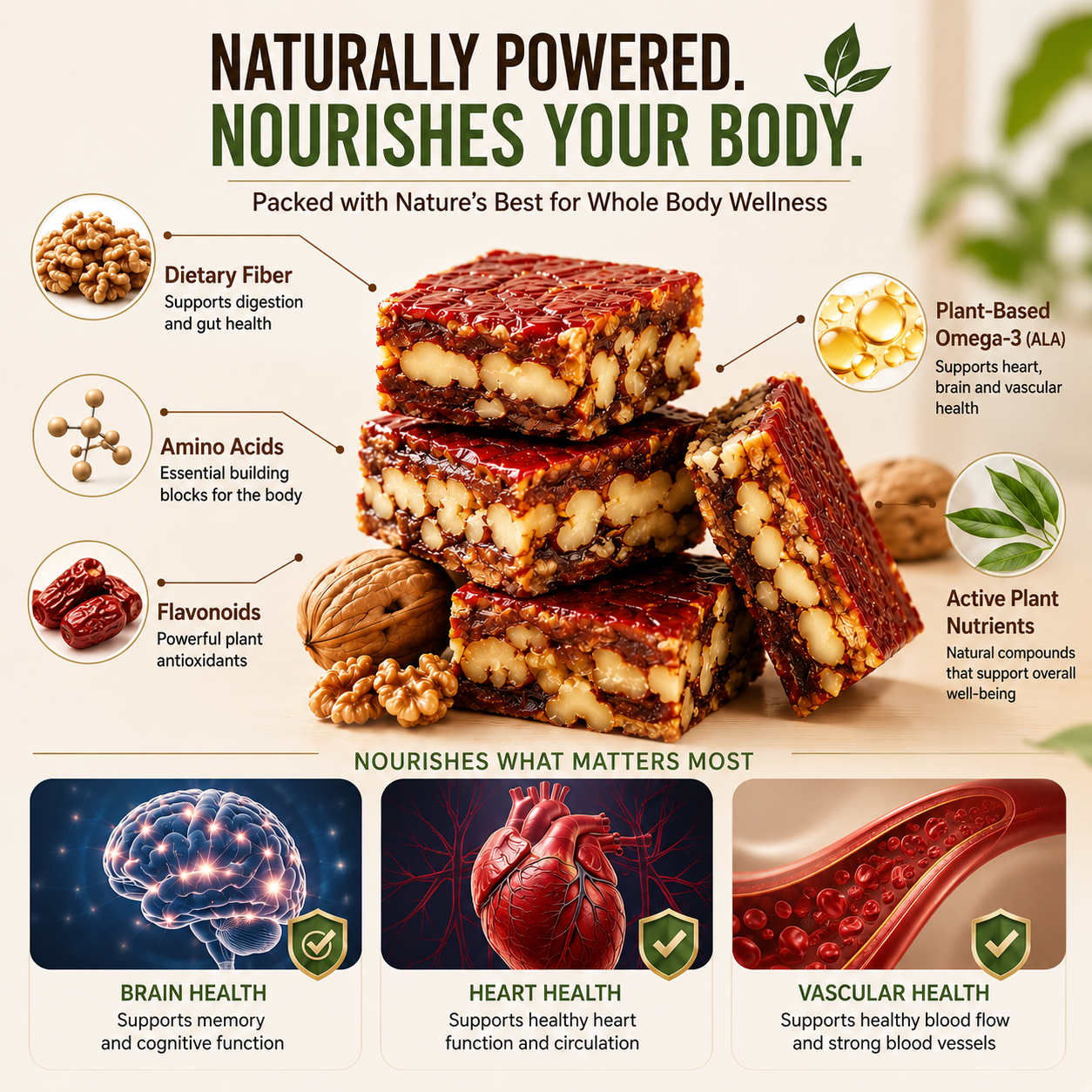 🍃Natural Date & Walnut Pie-Beneficial for heart and cardiovascular health-AUX