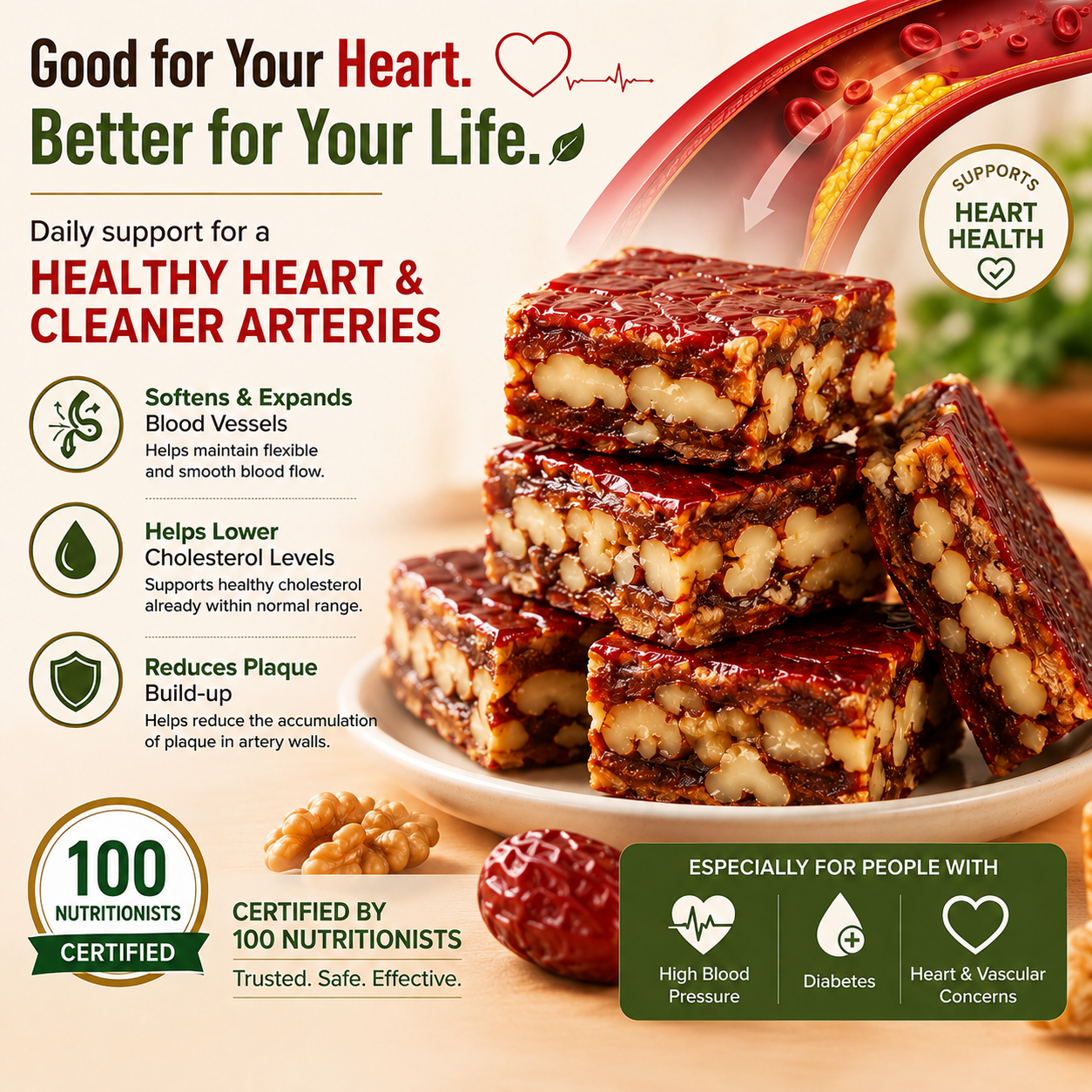 🍃Natural Date & Walnut Pie-Beneficial for heart and cardiovascular health-AUX
