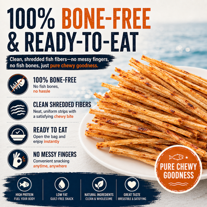 🔥 Wild-Caught Charcoal Roasted Pollock Shreds – High Protein Seafood Snack 🐟 LGZ