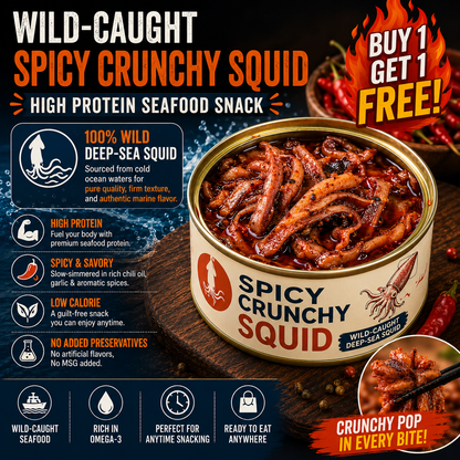 🦑 Wild-Caught Spicy Crunchy Squid – High Protein Seafood Snack 💥 (Buy 1 Get 1 FREE) LGZ
