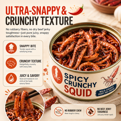 🦑 Wild-Caught Spicy Crunchy Squid – High Protein Seafood Snack 💥 (Buy 1 Get 1 FREE) LGZ
