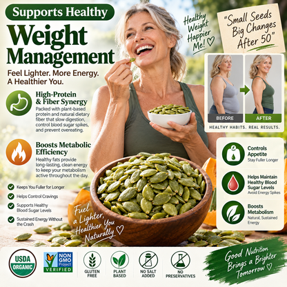 Raw Shelled Pumpkin Seeds - Natural Cardiovascular & Digestive Support for Adults 50+ (Unsalted & Non-GMO) LGZ