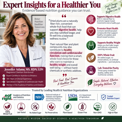 Premium Organic Dried Plums - Natural Arterial & Gut Cleanse, Weight Loss Support (100% Whole Dried Fruit, Lab-Tested) LGZ
