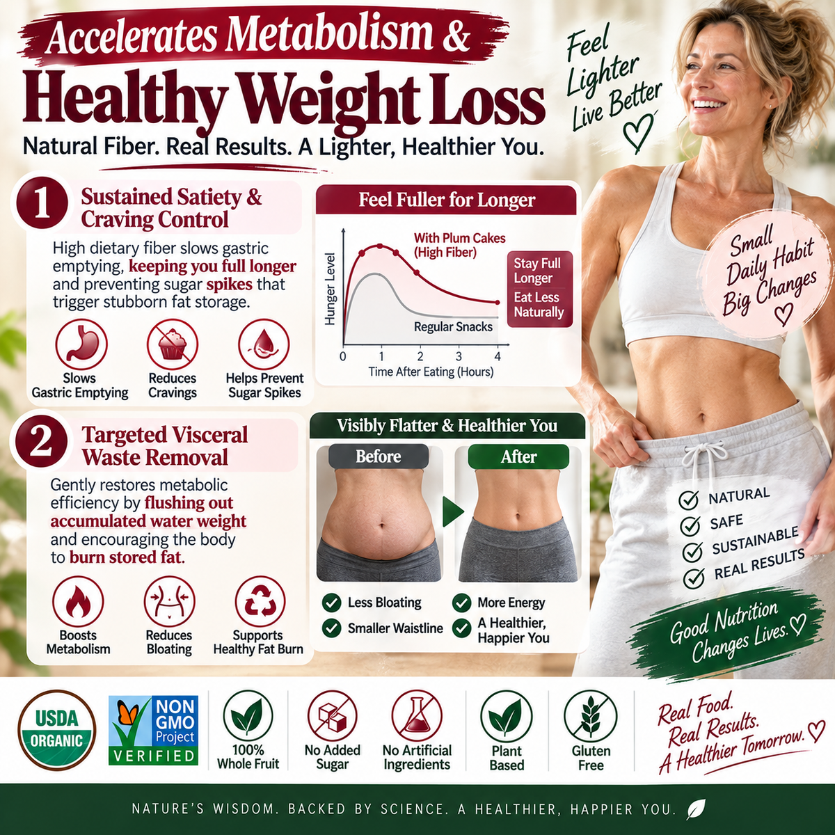 Premium Organic Dried Plums - Natural Arterial & Gut Cleanse, Weight Loss Support (100% Whole Dried Fruit, Lab-Tested) LGZ