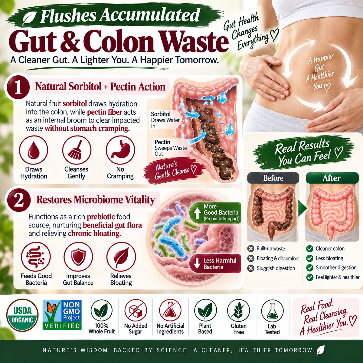 Premium Organic Dried Plums - Natural Arterial & Gut Cleanse, Weight Loss Support (100% Whole Dried Fruit, Lab-Tested) LGZ
