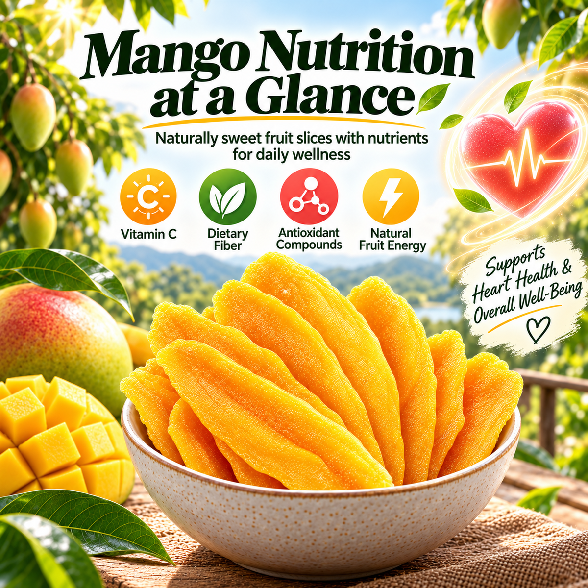 Premium Dried Mango Slices — Naturally Sweet, Nutrient-Rich & Heart-Conscious-HJY