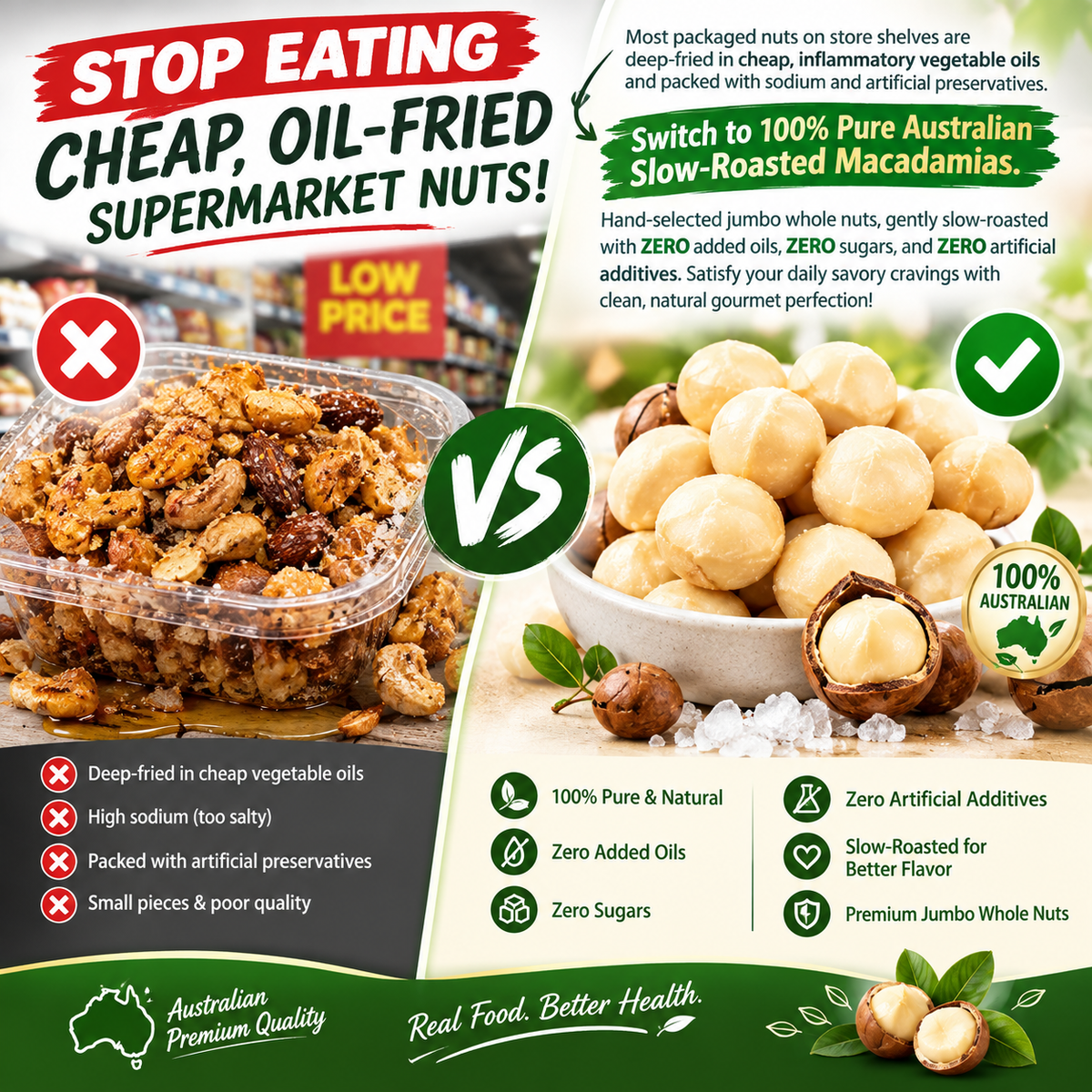 100% Australian Jumbo Shelled Macadamia Nuts – 100% Pure Raw Kernels, Slow-Roasted, Zero Added Oil | Family Savings Pack LGZ