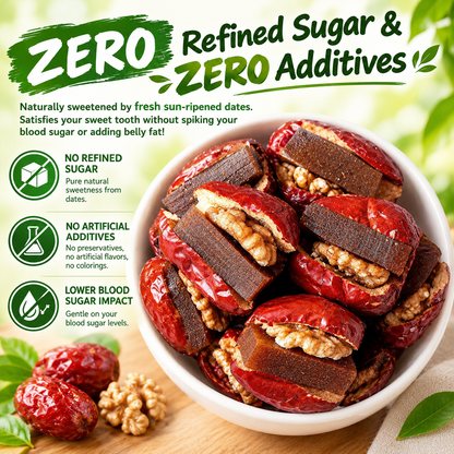 🌿 3-in-1 Superfood Energy Bites - Organic Red Dates Stuffed with Crunchy Walnuts & Hawthorn Berry (Zero Added Sugar, Gut & Heart Health) 🩸 LGZ