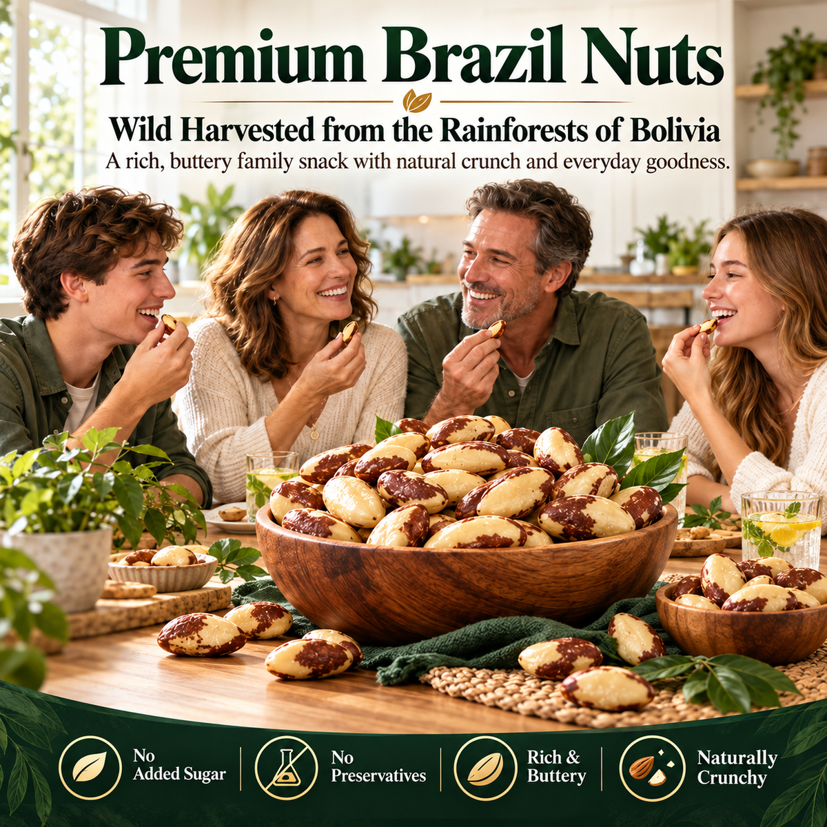 🌴Premium Brazil Nuts — Wild Harvested From Bolivia Rainforest, Fresh & Buttery Crunch-FDA
