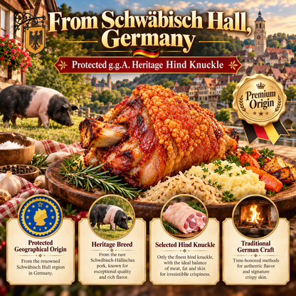 🐖Premium German Crispy Pork Knuckle – Authentic Schwäbisch-Hällisches Heritage Pork, Golden Crispy Skin & Tender Meat-FDA