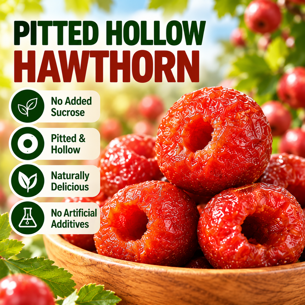 Premium Pitted Hawthorn — No Added Sucrose, Soft, Chewy & Naturally Sweet-Tart-ZRT
