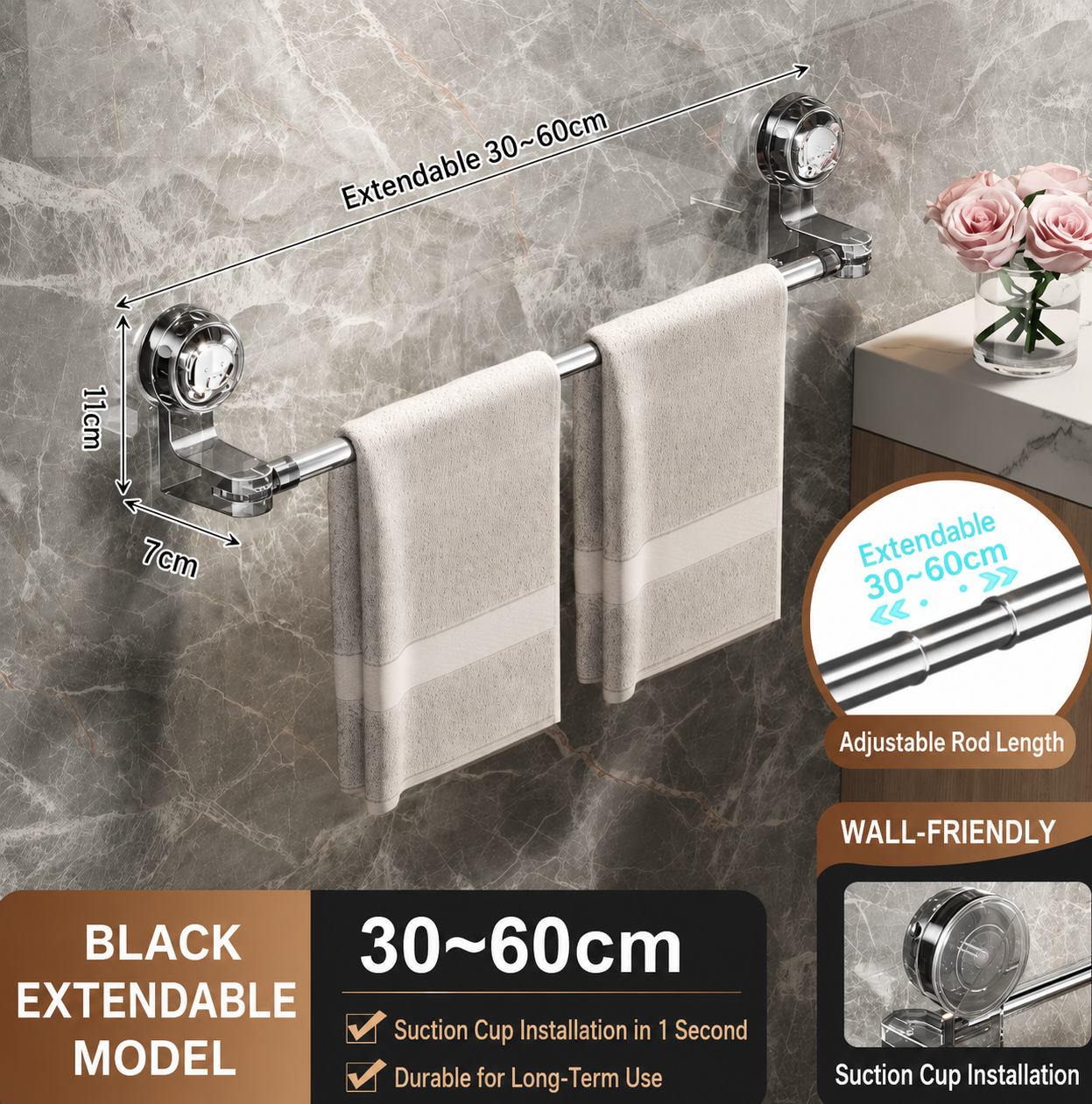Telescopic length:30-60cm(11.8-23.6 inches)