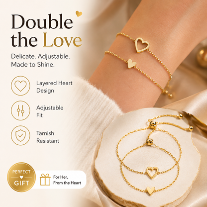 💫Luxury Gold Heart Bracelet for Women 💖Adjustable Elegant Chain Bracelet Fashion Jewelry-YOY