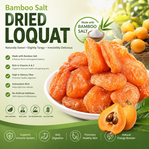 😋Bamboo Salt Dried Loquat - 🍃Natural Healthy Green Snack.-AUX