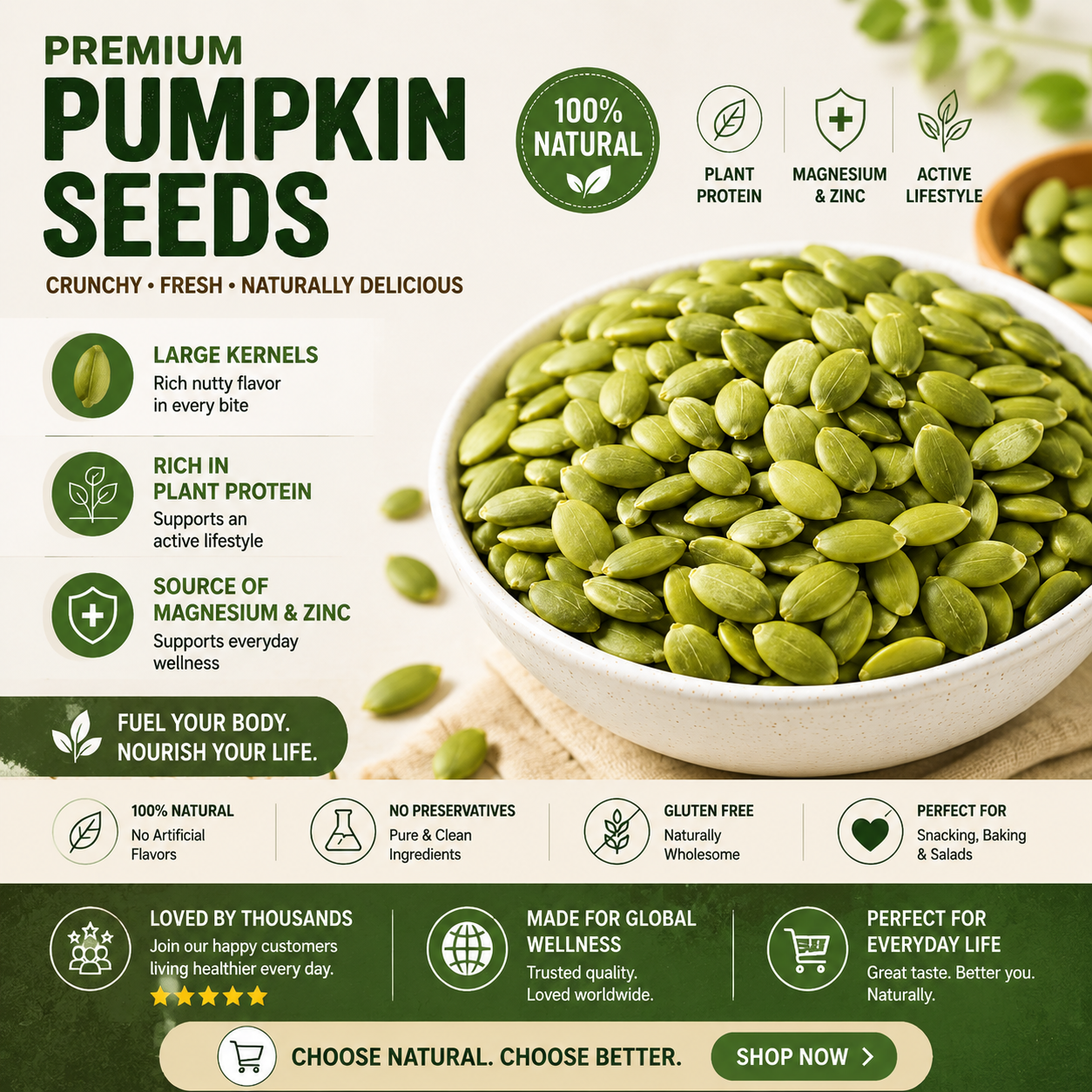 Crunchy Pumpkin Seeds Snack – Natural Superfood for Healthy Daily Energy-SUY