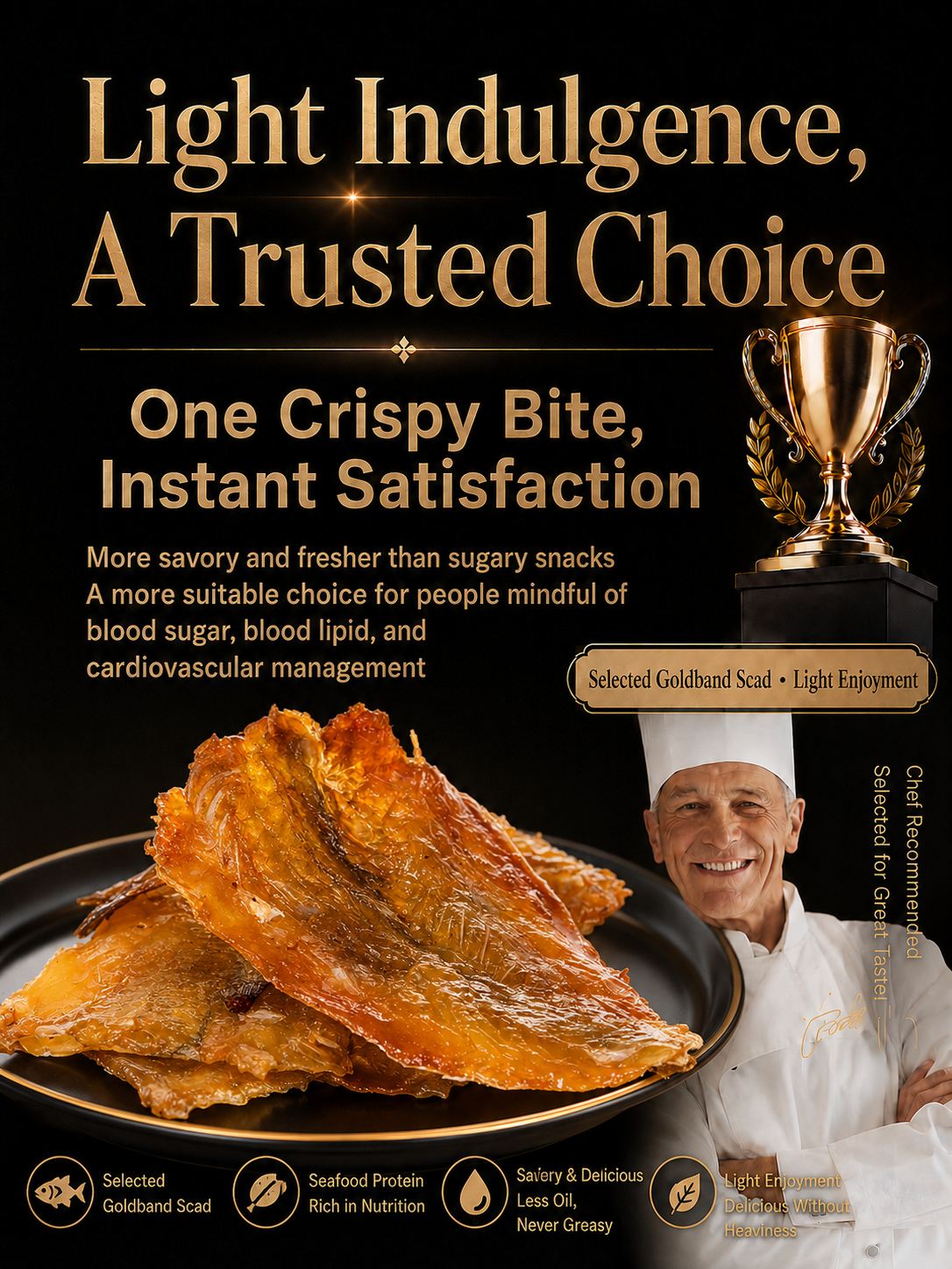 🐟 Nourish your body with high-quality deep-sea fish protein and the crisp texture of goldstripe trevally — a ready-to-eat snack tailored for those mindful of vascular health-CJP